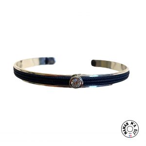 Bracelet Jonc tissé (couleur au choix) et zirconium