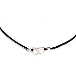 Collier shoker menottes 2 coeurs entrelacés