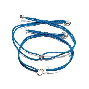 Duo menottes coeurs entrelacés et zirconium