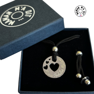 Collier cible cœurs évidés et perle, finition comprise