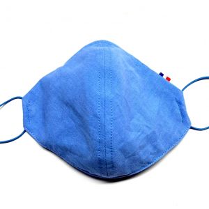Masque barrière bleu ciel drapeau Français en tissu lavable