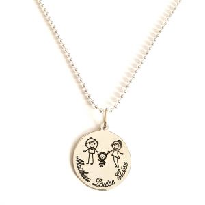 Collier famille gravée 24 mm