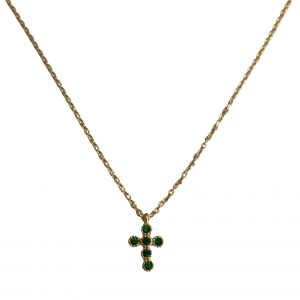 Collier croix strass verte blanche ou rose
