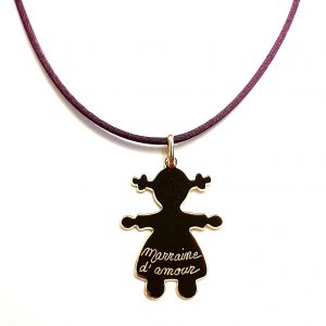 Collier fille 35 mm en argent  gravure au choix