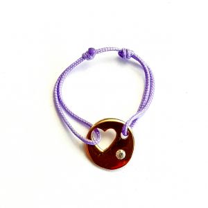 Bague mini coeur plaqué or strass sur cordon