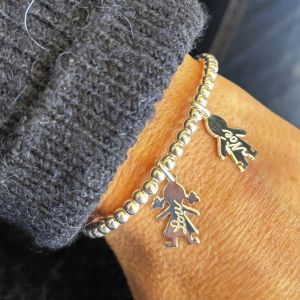 Bracelet boules 1 à 6 personnages en argent ou plaqué or