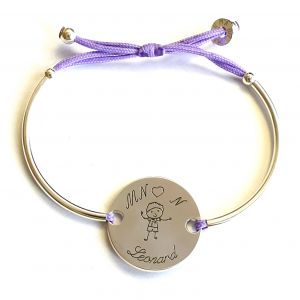 Bracelet  demi jonc dessin famille 24 mm