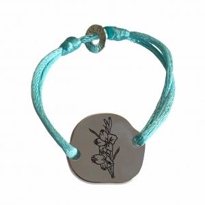 Bracelet  galet fleur de naissance iris