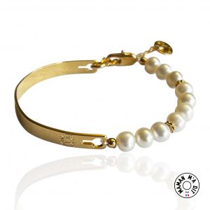 Bracelet demi jonc et perles de culture 6/7 mm