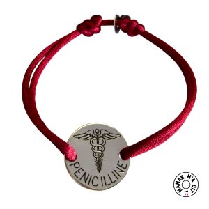 Bracelet caducée allergie penicilline 20 mm