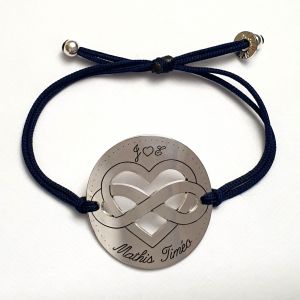 Bracelet médaille coeur infini 34 mm