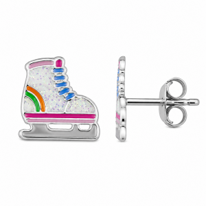 Boucles d'oreilles patins à glace en argent
