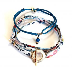 Duo bracelet  fermoir liberty bracelet pompon