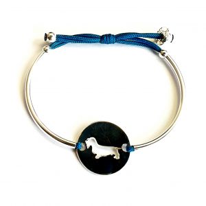 Bracelet  jeton 20 mm chien teckel finition comprise