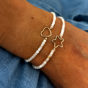 Bracelet étoile et perles pierre de lune