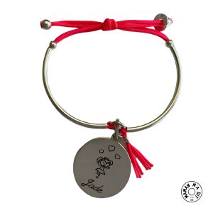 Bracelet demi jonc pendentif rond 20 mm