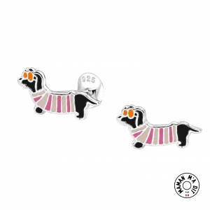 Boucles d'oreilles chiens teckel en argent