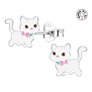 Boucles d'oreilles chat en argent