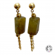 Boucles d'oreilles pierre  naturelle et pompon chaine