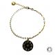 Bracelet médaille ronde 17 mm sur chaine et perles de culture